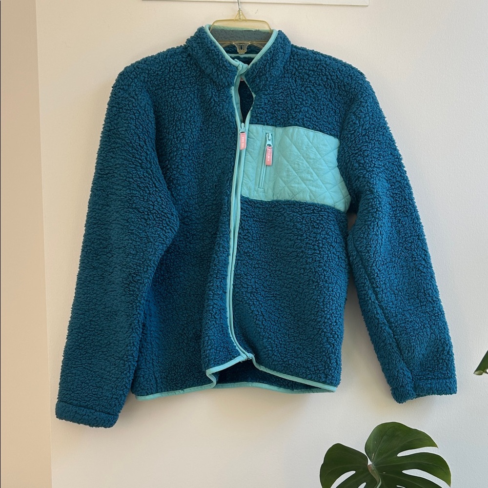BCBG Girls Blue Fleece Jacket with Aqua Accents